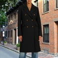 thumbnail image 1 of ClodeEU Women's Winter Wool Blend Trench Coat, Long Double Breasted Lapel Coat Black,Womens Plus S, 1 of 6