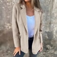 thumbnail image 1 of ClodeEU Women's Wool Blend Blazer Jacket With Pockets, Notched Lapel Button Business Work Office Blazers Jacket Beige,Womens Plus XXXXXL, 1 of 6