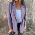 thumbnail image 1 of ClodeEU Women's Wool Blend Blazer Jacket With Pockets, Notched Lapel Button Business Work Office Blazers Jacket Purple,Womens Plus XXL, 1 of 6