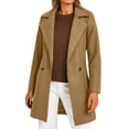 thumbnail image 1 of ClodeEU Women's Wool Blend Coat,Notched Collar Double Breasted Mide Long Trench Coat Outwear Beige,Womens Plus S, 1 of 6