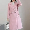 thumbnail image 1 of ClodeEU Women's Wool Blend Overcoat With Belt,Mid Length Notched Lapel Coat ,Elegant Fall Winter Long Overcoat With Pockets Pink,Womens Plus XL, 1 of 5
