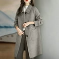 thumbnail image 1 of ClodeEU Women's Wool Trench Coat, Mid Long Lapel Button Up Overcoat With Two Pockets,Casual Trendy Coat Gray,Womens Plus L, 1 of 4