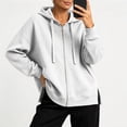 thumbnail image 1 of Binmer Women's Zip Up Long Sleeve Hoodie Jacket,Casual Loose Solid Hooded Sweatshirt Coat With Pockets ,L, 1 of 7
