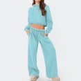 thumbnail image 1 of ClodeEU Womens 2 Piece ,Hooded Crop Sweatshirts Sets Matching Wide Leg Athletic Pants With Pockets Drawstring Light Blue,Womens Plus L, 1 of 8