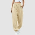 thumbnail image 1 of ClodeEU Womens Baggy Jogger Pants with Pockets Drawstring,Casual Fashions Athletic Sweatpants Beige,Womens Plus XXL, 1 of 7