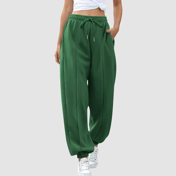 ClodeEU Womens Baggy Jogger Pants with Pockets Drawstring,Casual Fashions Athletic Sweatpants Green,Womens Plus M