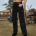 thumbnail image 1 of ClodeEU Womens Cargo Jean Pant,Wide Leg High Waisted Stretchy Baggy Denim With Pockets Black,Womens Plus XL, 1 of 7