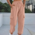 thumbnail image 1 of ClodeEU Womens Cargo Sweatpants, Drawstring Elastic Waisted with Pockets,Fall Fashion Sweatpants Pink,Womens Plus XXL, 1 of 6