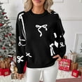thumbnail image 1 of ClodeEU Womens Christmas Cute Bow Long Sleeve Sweaters,Loose Crewneck Knit Pullover Black,Womens Plus L, 1 of 9