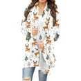 thumbnail image 1 of ClodeEU Womens Christmas Print Cardigan,Open Front Long Sleeve Cardigans,Christmas Holiday Trendy Casual Coat Beige,Womens Plus L, 1 of 7