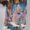 thumbnail image 1 of ClodeEU Womens Christmas Print Sweatshirts, Crew Neck Long Sleeve Shirts ,Fall Pullover Sweatshirt Multicolor 14,Womens Plus L, 1 of 6