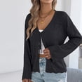 thumbnail image 1 of ClodeEU Womens Crochet Cardigan,Casual Tie Front Shrugs Sweaters ,Long Sleeve Knit Cropped Cardigans Tops Black,Womens Plus M, 1 of 9