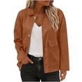 thumbnail image 1 of ClodeEU Womens Cropped Jacket With Pockets ,Lapel Long Sleeve Button Down Coat,Casual Jackets Orange,Womens Plus L, 1 of 6