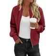 thumbnail image 1 of ClodeEU Womens Cropped Zip Up Sweatshirts With Pockets,Long Sleeve Lightweight Casual Bomber Jacket Red,Womens Plus XXL, 1 of 8
