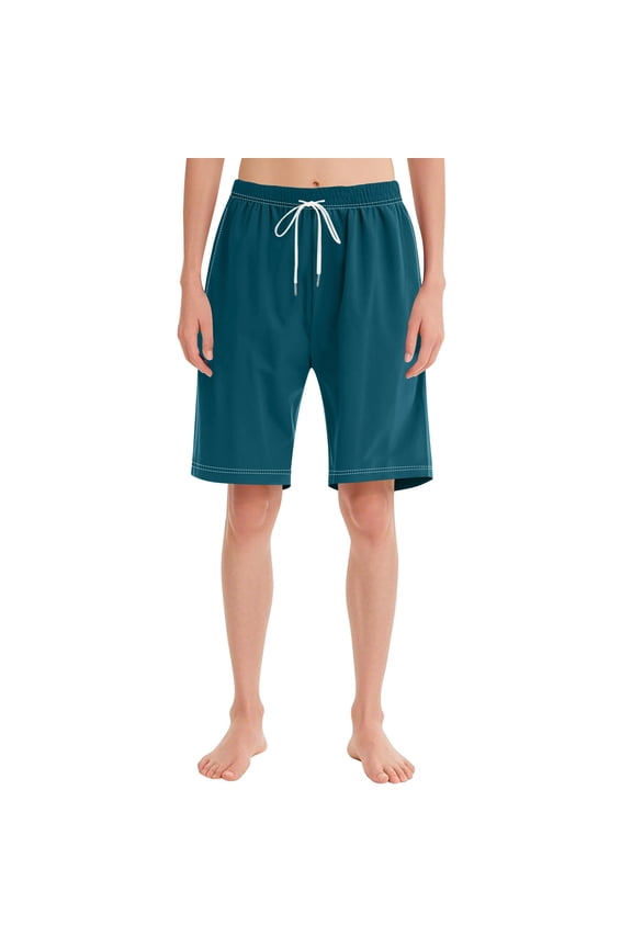 Womens Drawstring Pocket 5-Inch Shorts,Casual Loose Cozy Short Blue,Womens Plus M