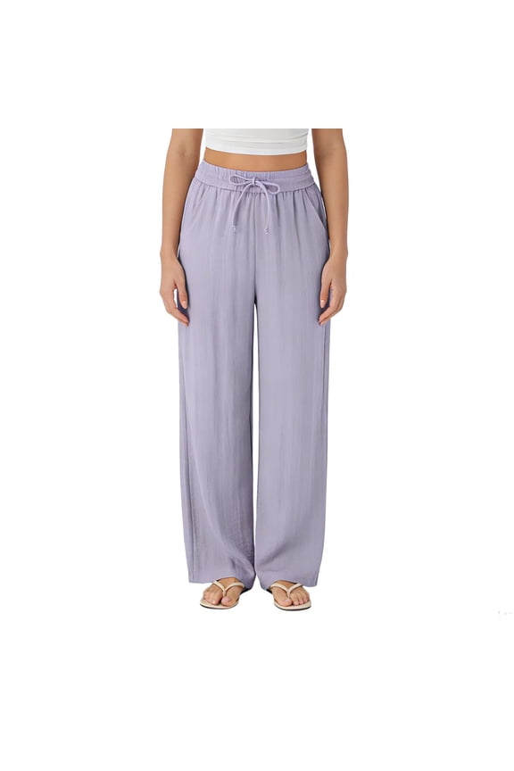 Womens Drawstring Wide Leg Pants, Elast Waist Casual Loose Cozy Pant Purple,Womens Plus XXXL