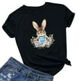 thumbnail image 1 of ClodeEU Womens Easter Print Short Sleeve T-Shirt,Short Sleeve Grewneck Trendy Casual Tee Black,Womens Plus XXL, 1 of 5