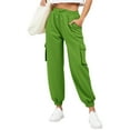 thumbnail image 1 of ClodeEU Womens Elastic Waist Joggers With Drawstring ,Cargo Sweatpants With Pockets Green,Womens Plus XXXL, 1 of 7