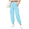 thumbnail image 1 of ClodeEU Womens Elastic Waist Joggers With Drawstring ,Cargo Sweatpants With Pockets Sky Blue,Womens Plus XL, 1 of 7