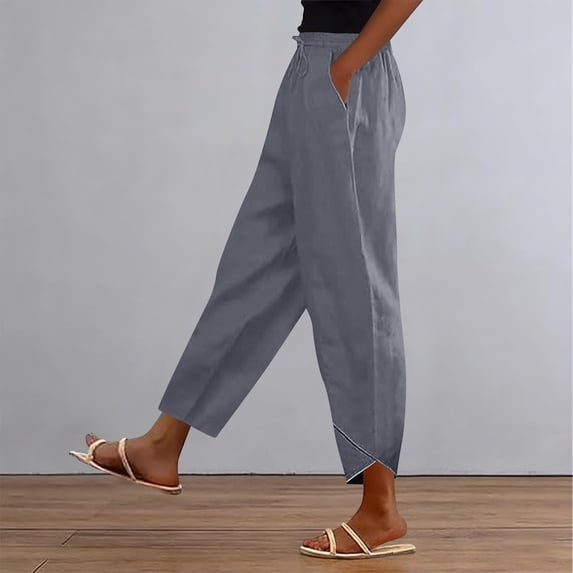 ClodeEU Womens Elastic Waist Straight Leg Pants,Casual Loose Cozy Pant with Pockets Gray,Womens Plus XL