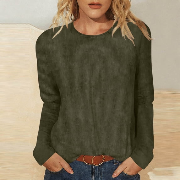 ClodeEU Womens Fall Long Sleeve Sweater ,Crew Neck Cozy Loose Fit Knit Pullover Sweaters Tops Army Green,Womens Plus M