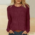 thumbnail image 1 of ClodeEU Womens Fall Long Sleeve Sweater ,Crew Neck Cozy Loose Fit Knit Pullover Sweaters Tops Wine,Womens Plus XL, 1 of 7