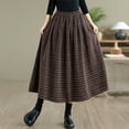 thumbnail image 1 of ClodeEU Womens Fall Winter Warm Plaid Wool Skirt ,High Elastic Waist A Line Pleated Wool Tartan Long Skirts B-Coffee,Womens Plus M, 1 of 6