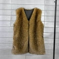 thumbnail image 1 of ClodeEU Womens Faux Fur Vest,V Neck Sleeveless Shaggy Vests,Autumn Winter Soft Outwear Brown,Womens Plus XL, 1 of 5