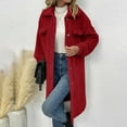 thumbnail image 1 of ClodeEU Womens Fleece Long Coat, Oversized Sherpa Button Up Coat, Fall Fashion Warm Outwear Red,Womens Plus M, 1 of 8