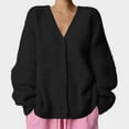 thumbnail image 1 of ClodeEU Womens Fuzzy Mohair Cardigan,V Neck Long Sleeve Sweater,Drop Shoulder Knit Coat Black,Womens Plus Free Size, 1 of 7