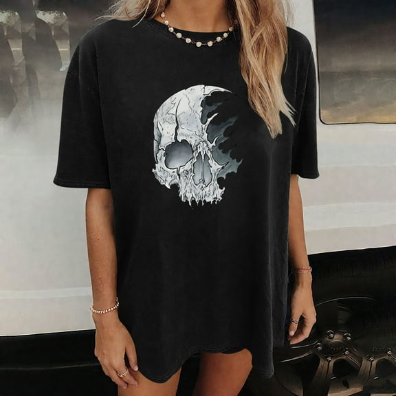 ClodeEU Womens Graphic Printed Tees , Casual Classic, Fashion Everyday Wear Soft Breathable T Shirts Black,Womens Plus S