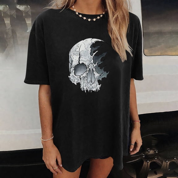 ClodeEU Womens Graphic Printed Tees , Casual Classic, Fashion Everyday Wear Soft Breathable T Shirts Black,Womens Plus XXL