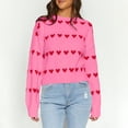 thumbnail image 1 of ClodeEU Womens Heart Sweater, Crew Neck Cute Ribbed Knit Sweaters, Loose Casual Pullover Tops Pink,Womens Plus L, 1 of 8
