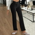 thumbnail image 1 of ClodeEU Womens High Waist Straight Leg Pant With Button,Spring Fall Casual Trendy Trouse For Work Black,Womens Plus XL, 1 of 7