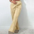 thumbnail image 1 of ClodeEU Womens High Waist Wide Leg Striped Flare Sweatpant with Drawstring,Casual Loose Pant Khaki,Womens Plus S, 1 of 6