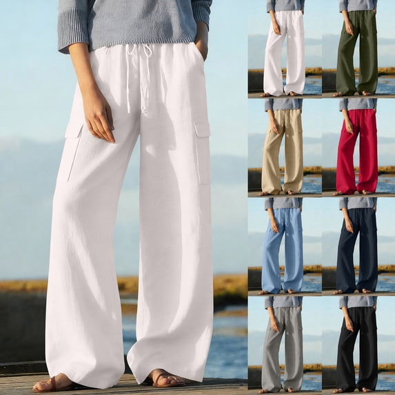 ClodeEU Womens High Waisted Wide Leg Cargo Pants with Pockets,Trendy Loose Fit Lounge Pants Light Blue,Womens Plus L