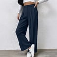 thumbnail image 1 of ClodeEU Womens High Waisted Wide Leg Pants ,Pleated Tailored Business Trousers with Pockets Navy,Womens Plus S, 1 of 8