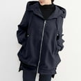 thumbnail image 1 of ClodeEU Womens Hooded Waterproof Jacket ,Fashion Long Sleeve Versatile Trench Coat With Pockets Navy,Womens Plus XL, 1 of 8