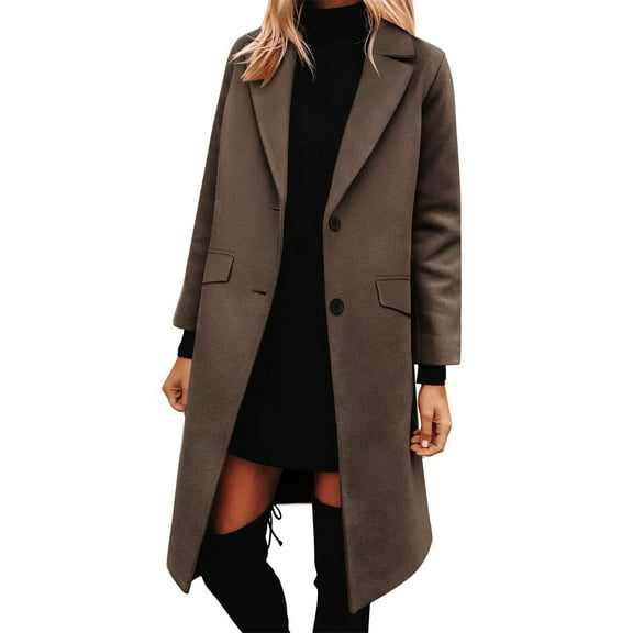 ClodeEU Womens Jackets Trench Coat Outwear ,Long Single Breasted Coats, Lapel Collar Peacoat With pocket Army Green,Womens Plus L