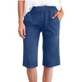 thumbnail image 1 of ClodeEU Womens Jersey 5-Inch Shorts with Drawstring ,Loose Casual Short Pant with Pockets Blue,Womens Plus XXL, 1 of 6