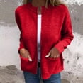 thumbnail image 1 of ClodeEU Womens Knitted Zip Up Sweater, Lightweight Sweatshirts Jacket With Pockets Red,Womens Plus XXXL, 1 of 7