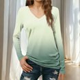 thumbnail image 1 of ClodeEU Womens Lightweight V Neck Long Sleeve T-Shirt ,Soft Casual Slim Fit Tops A-Army Green,Womens Plus M, 1 of 7