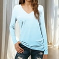 thumbnail image 1 of ClodeEU Womens Lightweight V Neck Long Sleeve T-Shirt ,Soft Casual Slim Fit Tops A-Blue,Womens Plus M, 1 of 7