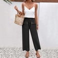 thumbnail image 1 of ClodeEU Womens Linen Blend Drawstring Pants ,Baggy Cropped Pants with Front Patch Pockets Black,Womens Plus S, 1 of 7