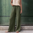 thumbnail image 1 of ClodeEU Womens Linen Blend Drawstring Wide Leg Pants,Casual Loose Trendy Pant Army Green,Womens Plus L, 1 of 8