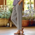 thumbnail image 1 of ClodeEU Womens Linen Capri Pants With Pockets,Ruffle Hem Pants,High Waisted Casual Lightweight Loose Trousers Gray,Womens Plus XXL, 1 of 6