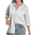 thumbnail image 1 of ClodeEU Womens Long Sleeve Button Down Shirts ,Collared Blouse Tops Business Offic Gray,Womens Plus M, 1 of 8