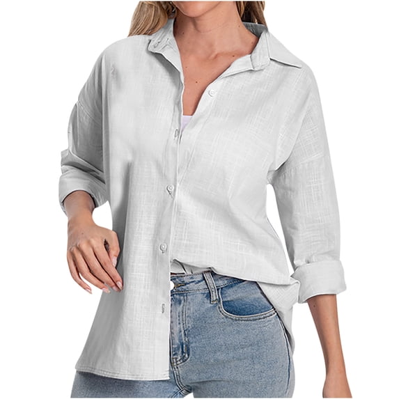 ClodeEU Womens Long Sleeve Button Down Shirts ,Collared Blouse Tops Business Offic Gray,Womens Plus M