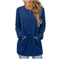 thumbnail image 1 of ClodeEU Womens Long Sleeve Shirts ,Kangaroo Pocket Fashion Fall Pullover Sweatshirts Blue,Womens Plus XXL, 1 of 7