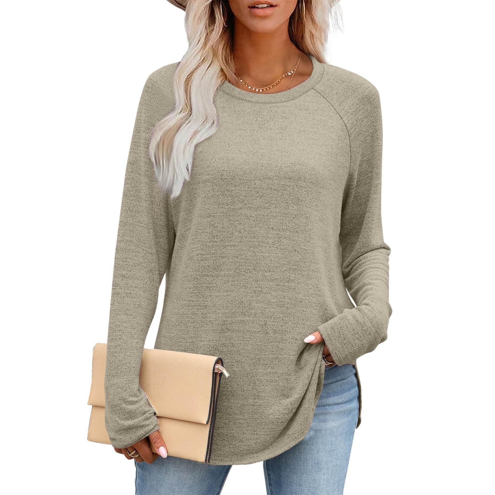 Comfy Long Sleeve Tunic Top For Women - Loose Fit, Side Split, Perfect With Leggings (Pink, X-Large) - View #6
